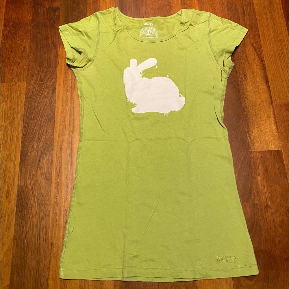 Y2K Roots Rabbit Green T-shirt vintage cap sleeves